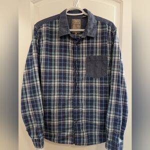 Guess Blue Plaid Button-Down Shirt - Large